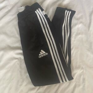 Adidas Black and White Sweatpants with Signature Stripes